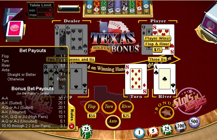 Texas Holdem Bonus Poker - $10 No Deposit Casino Bonus